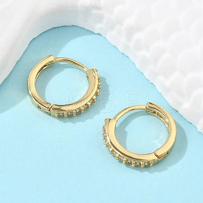 Clear Cubic Zirconia Huggie Hoop Earrings EJEW-L231-41G-01-1