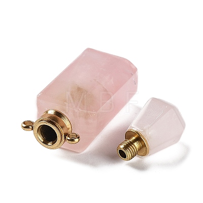 Natural Rose Quartz Perfume Bottle Pendants G-A026-10-1