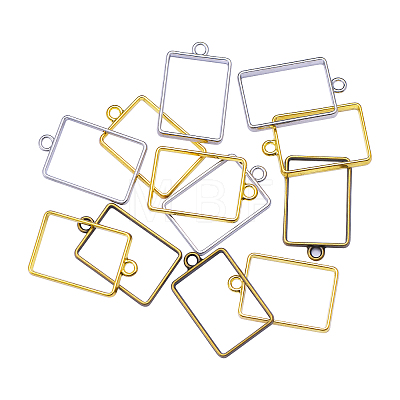 Rack Plating Alloy Rectangle Open Back Bezel Pendants PALLOY-CJ0001-29-FF-1