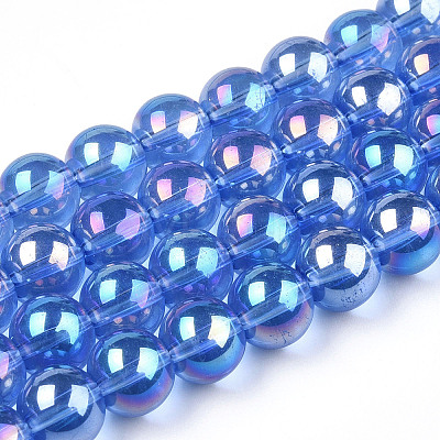 Electroplate Transparent Glass Beads Strands GLAA-T032-T10mm-AB04-1