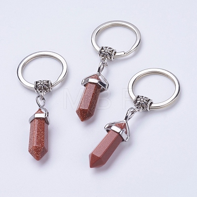 Natural/Synthetic Mixed Stone Pointed Keychain KEYC-E023-01-1