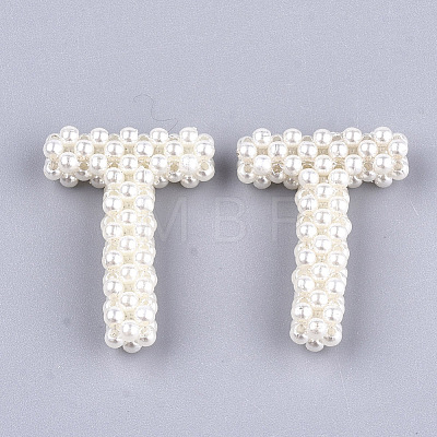 Handmade ABS Plastic Imitation Pearl Woven Beads FIND-T039-18-T-1