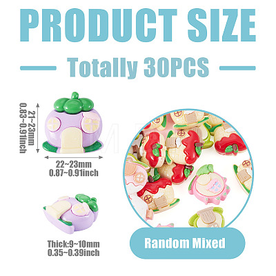 30Pcs Fruit Opaque Resin Decoden Cabochons RESI-TADJ0001-21-1