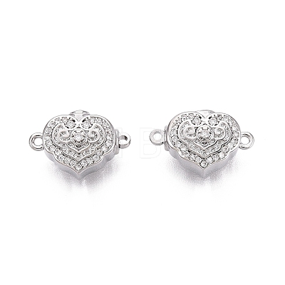 Brass Micro Pave Clear Cubic Zirconia Box Clasps KK-Q074-07P-1