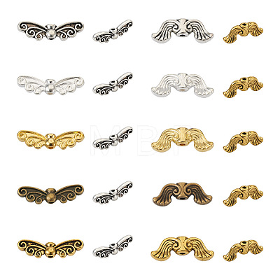 1 Box 200Pcs 10 Styles Wing/Butterfly Tibetan Style Alloy Beads TIBEB-TA0001-25-1