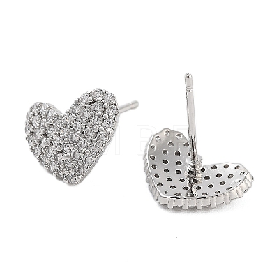 Rack Plating Heart Brass Stud Earrings EJEW-N055-41P-RS-1