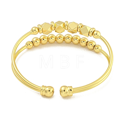 Rack Plating Brass Bangles Double Layer Cuff Bangles for Women BJEW-B106-08G-1