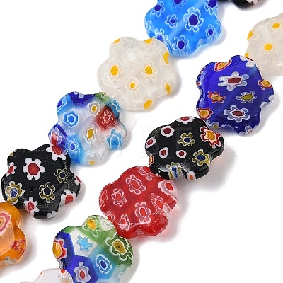 Handmade Millefiori Lampwork Beads Strands LAMP-G166-14B-1