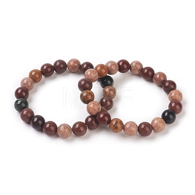 Natural Fancy Jasper Beaded Stretch Bracelets BJEW-G606-01-1