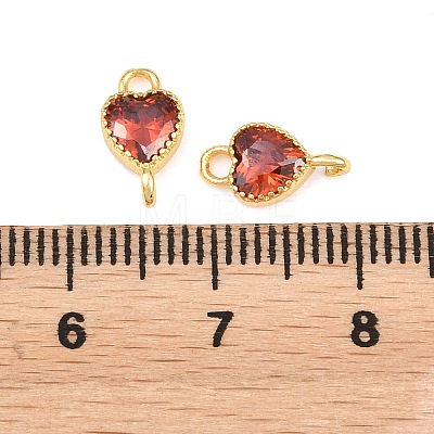 Brass Pave Cubic Zirconia Heart Links Connector Charms KK-K340-49G-07-1