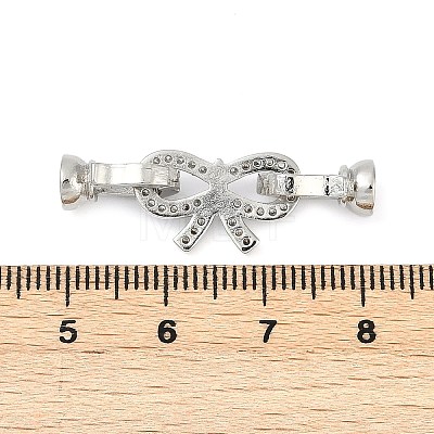 Brass Micro Pave Clear Cubic Zirconia Fold Over Clasps KK-H202-21P-1