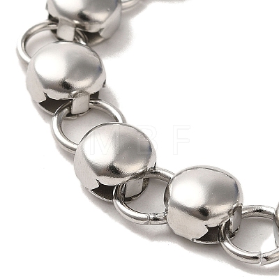 304 Stainless Steel Flat Round Link Chain Bracelet BJEW-Q776-02C-01-1