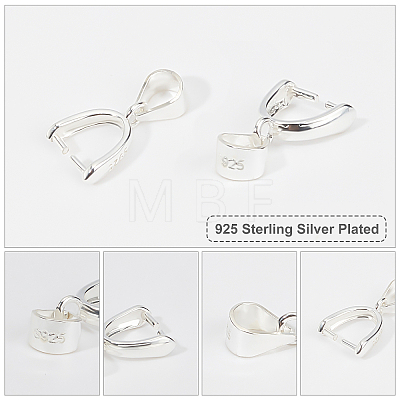   4Pcs Sterling Silver Ice Pick Pinch Bails for Pendant Making STER-PH0001-04-1