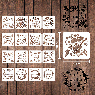 Plastic Drawing Painting Stencils Templates Sets DIY-WH0172-201-1