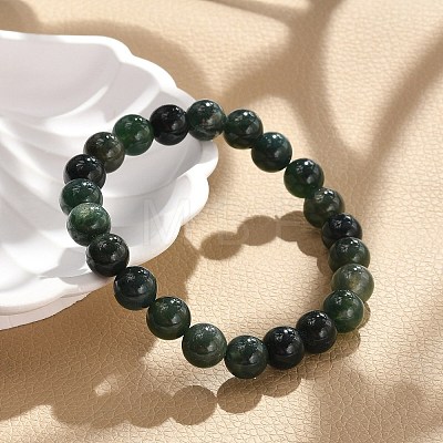 Natural Moss Agate Beads Stretch Bracelets X-BJEW-F380-01-B15-1