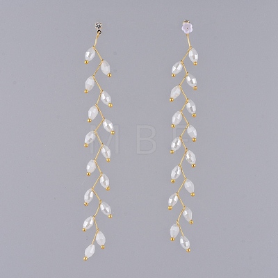 Electroplate Glass Beads Dangle Stud Earrings EJEW-JE03820-02-1