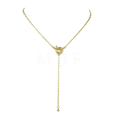 Brass Round Tassel Paperclip Chain Lariat Necklaces for Women NJEW-JN06010-1