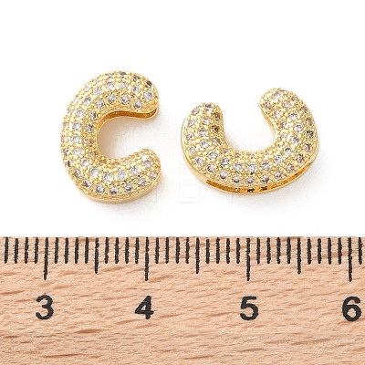 Rack Plating Brass Micro Pave Cubic Zirconia Slide Charms KK-C084-34G-C-1