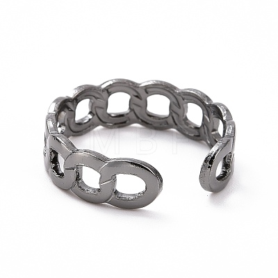 Curb Chain Shape & Wire Wrap Cuff Rings Set RJEW-D116-05B-1