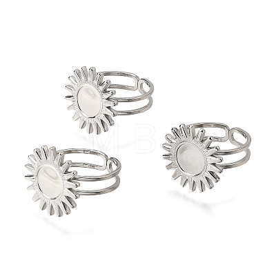 Tarnish Resistant Stainless Steel Cuff Ring Findings X-PW-WG67428-05-1
