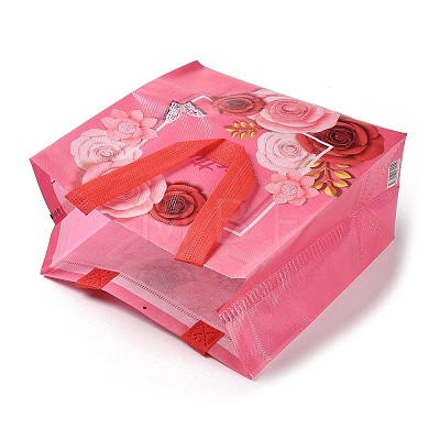 Mother's Day Theme Printed Flower Non-Woven Reusable Folding Gift Bags with Handle ABAG-F009-C04-1