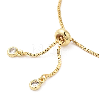 Brass Cubic Zirconia Slider Necklaces NJEW-A010-01G-1
