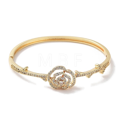 Brass Micro Pave Clear Cubic Zirconia Hinged Bangles for Women BJEW-Z061-22B-1