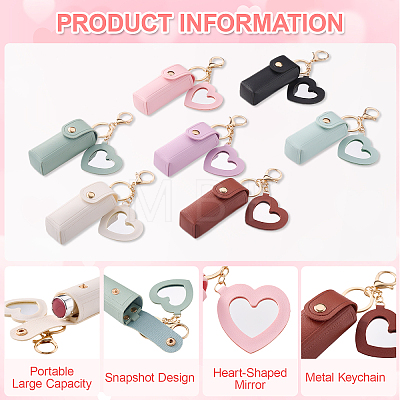 14Pcs 7 Colors PVC Leather Lipstick Keychain Holder KEYC-GO0001-23-1