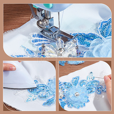 3D Flower Pattern Polyester Embroidered Lace Appliques DIY-WH0530-91-1