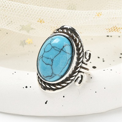 Synthetic Turquoise Adjustable Rings RJEW-I108-01AS-15-1