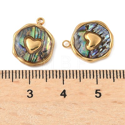 304 Stainless Steel Pave Natural Paua Shell Pendants STAS-F319-02B-G01-1