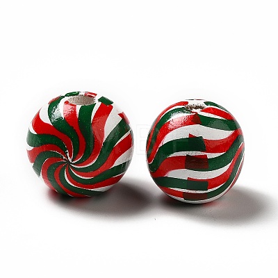 Christmas Theme Printed Natural Wooden Beads WOOD-L020-A07-1