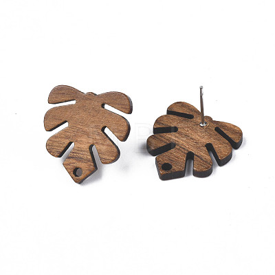 Tropical Theme Walnut Wood Stud Earring Findings MAK-N033-001-1