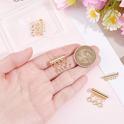 3Pcs 3 Holes Brass Slide Lock Clasps KK-BBC0027-60B-1