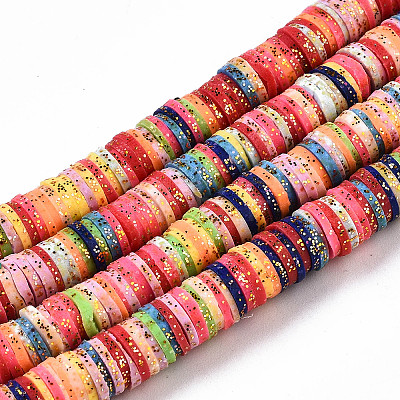 Handmade Polymer Clay Beads Strand X-CLAY-T018-04D-1