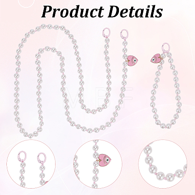 1 Bag ABS Plastic Imitation Pearl Bead Mobile Straps HJEW-BM0002-01-1