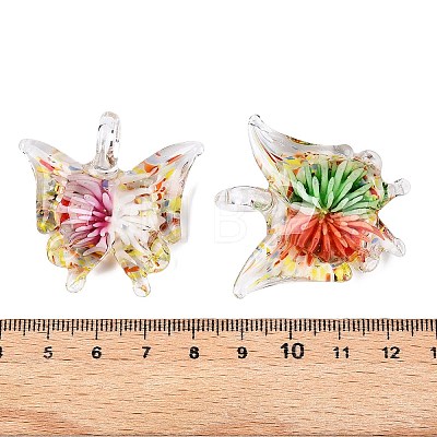 12Pcs Transparent Handmade Lampwork Pendants LAMP-R106-M1-01-B-1