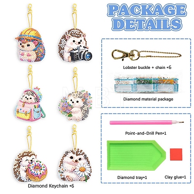 DIY Diamond Painting Hedgehog Pendant Decoration Kits PW-WGB7552-01-1