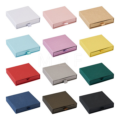 Beadthoven 12Pcs 12 Colors Paper Drawer Boxes CON-BT0001-05-1