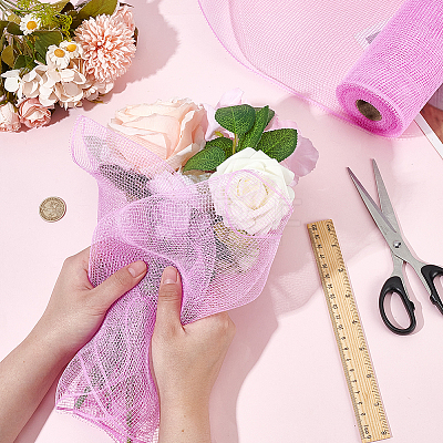 Plastic Grid Mesh Flower Bouquets Wrapping Paper DIY-WH0308-539C-1