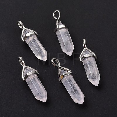 Pink Watermelon Stone Glass Pointed Pendants G-K329-26P-1