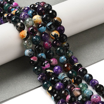 Dyed & Heated Natural Fire Crackle Agate Beads Strands G-P539-B01-05-1