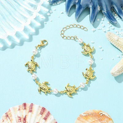304 Stainless Steel & Shell Pearl Link Chains Bracelets for Women BJEW-JB13815-01-1