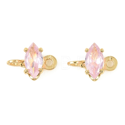Brass Pave Cubic Zirconia Horse Eye Connector Charms KK-P347-03G-1