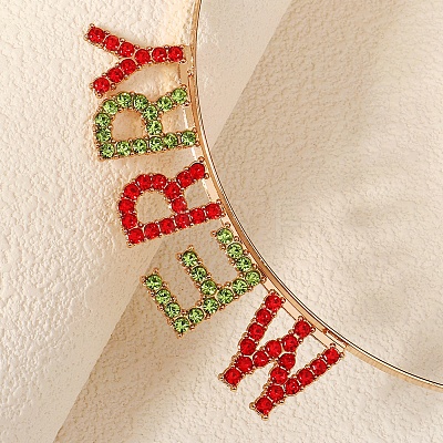 Christmas Theme Alloy Rhinestone Hair Bands for Woman Girls PW-WG47751-01-1