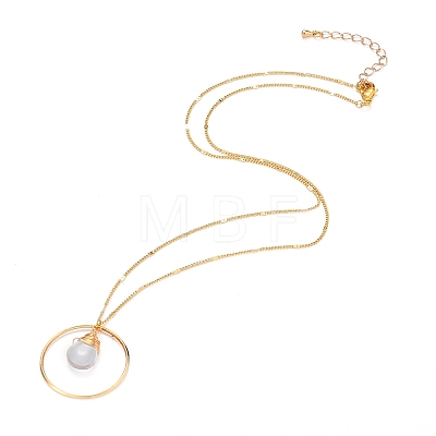 Teardrop Glass Beads Pendant Necklaces NJEW-JN03205-02-1