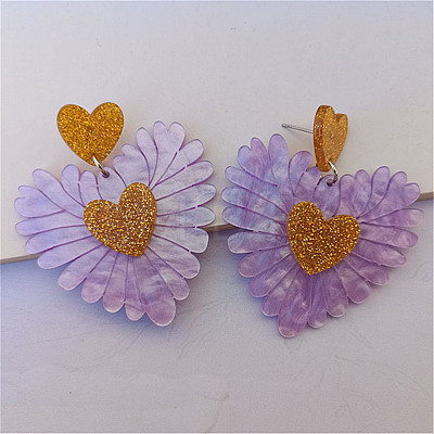 Heart Acrylic Dangle Stud Earrings FS-WGE6A0B-07-1
