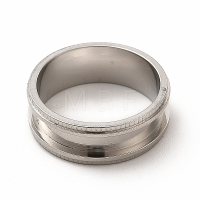 201 Stainless Steel Grooved Finger Ring Settings STAS-P323-10P-1