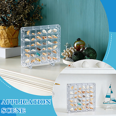 2Pcs 2 Styles Square Transparent Acrylic Shell Bead Containers with Magnetic Lid CON-WR0001-19-1
