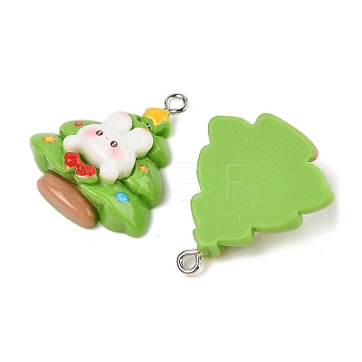 Christmas Theme Rabbit Opaque Resin Pendants RESI-S08-04F-1